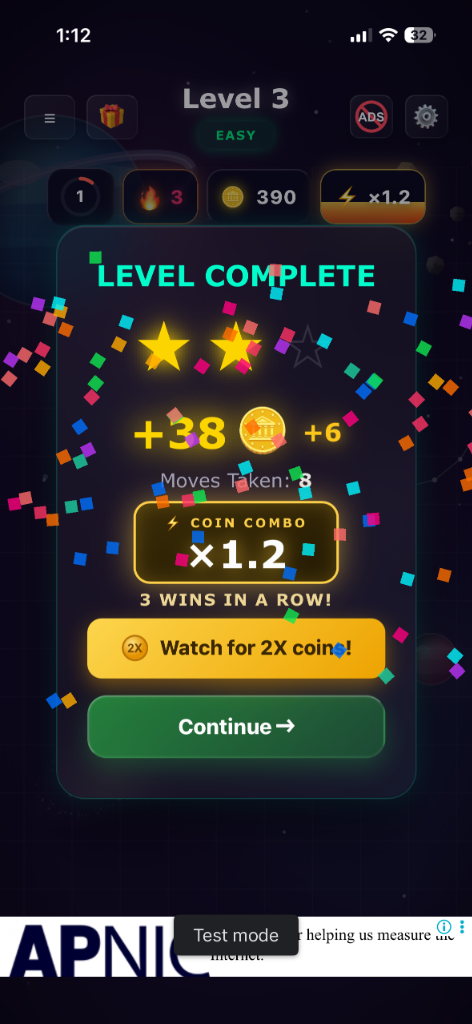 LiquiMatch Level Complete Confetti Celebration